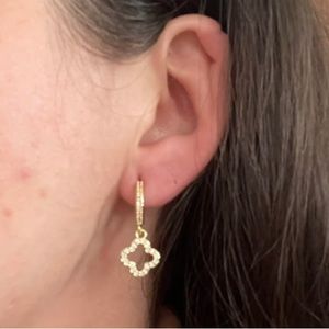 1pc Cubic Zirconia Flower Decor Drop Earrings Copper Jewelry